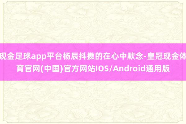 现金足球app平台杨辰抖擞的在心中默念-皇冠现金体育官网(中国)官方网站IOS/Android通用版